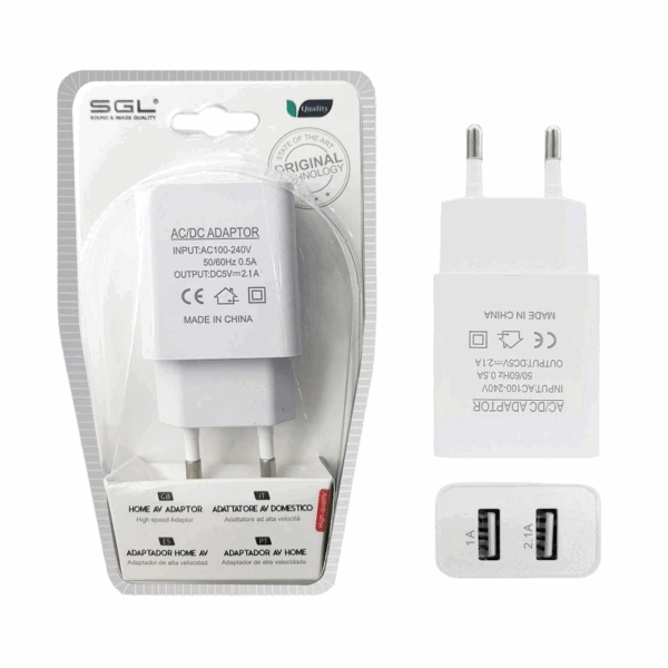 Αντάπτορας φόρτισης πρίζας με 2 θύρες USB - S2 - 099712