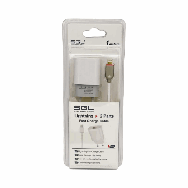 Αντάπτορας φόρτισης με καλώδιο και 2 θύρες USB - Lightning - Quick Charge - FA5-S2 - 1m - 099460